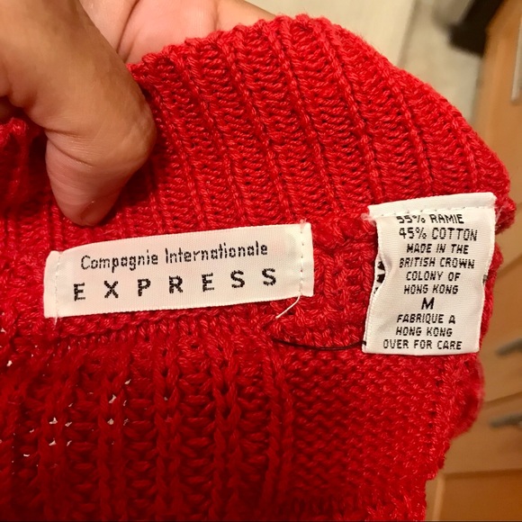 Vintage 1980’s Compagnie Internationale Express red knit buttoned cardigan - Picture 9 of 12